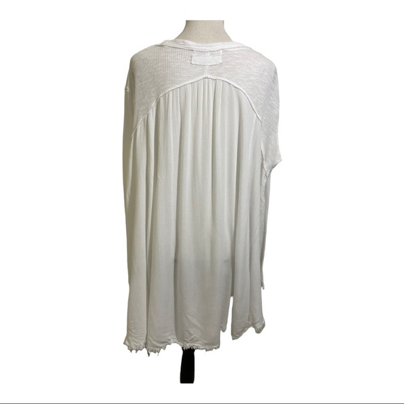 We the free ribbed hi low T-shirt white long sleeve size small viscose blend - Picture 4 of 10